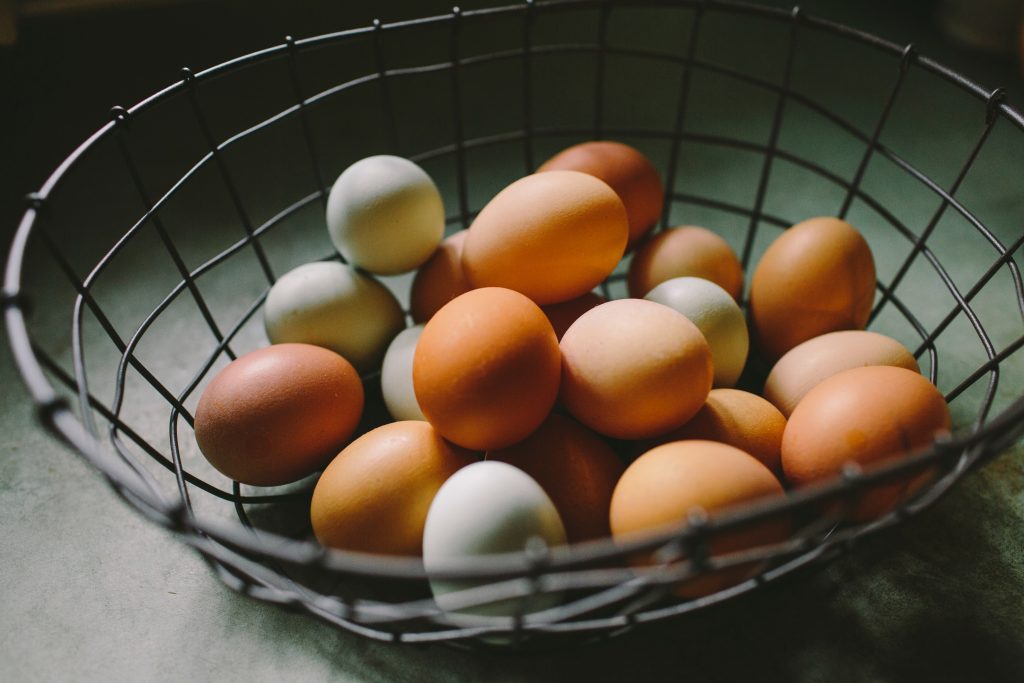 Eggs in wire basket